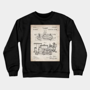 Steam Train Patent - Steam Locomotive Art - Antique Crewneck Sweatshirt